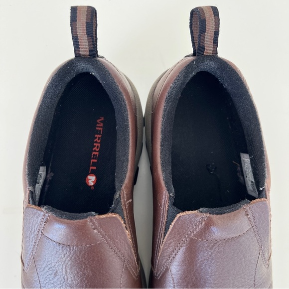 Men’s Merrell Men's Jungle Moc Brown Leather Earth Brown Leather Slide On Shoes - Picture 3 of 7